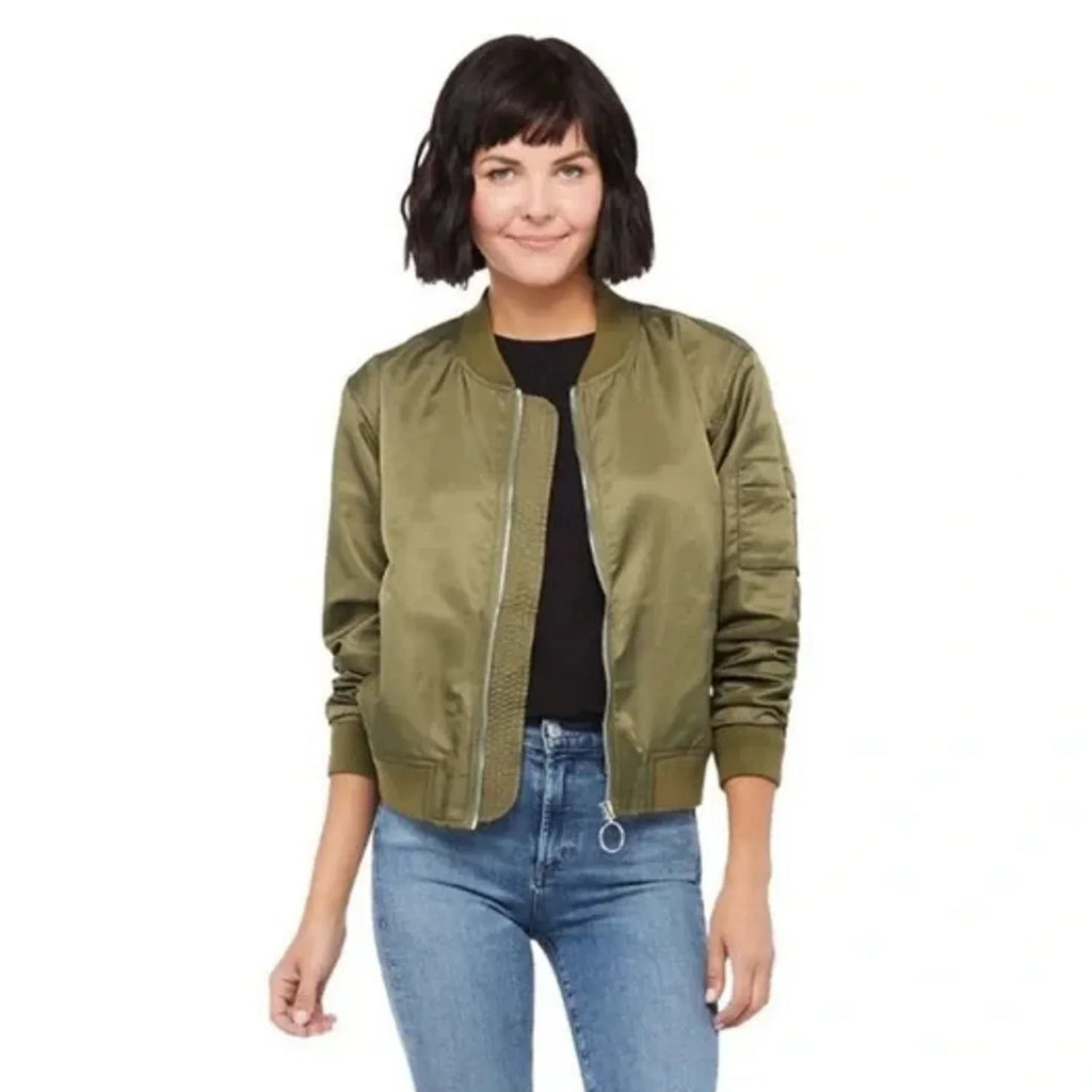 GOOD AMERICAN Bomber Jacket in Green Satin XS - flyKAMP