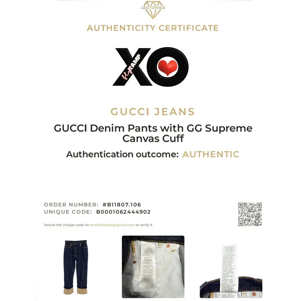 GUCCI Denim Pants with GG Supreme Canvas Cuff 24 - flyKAMP