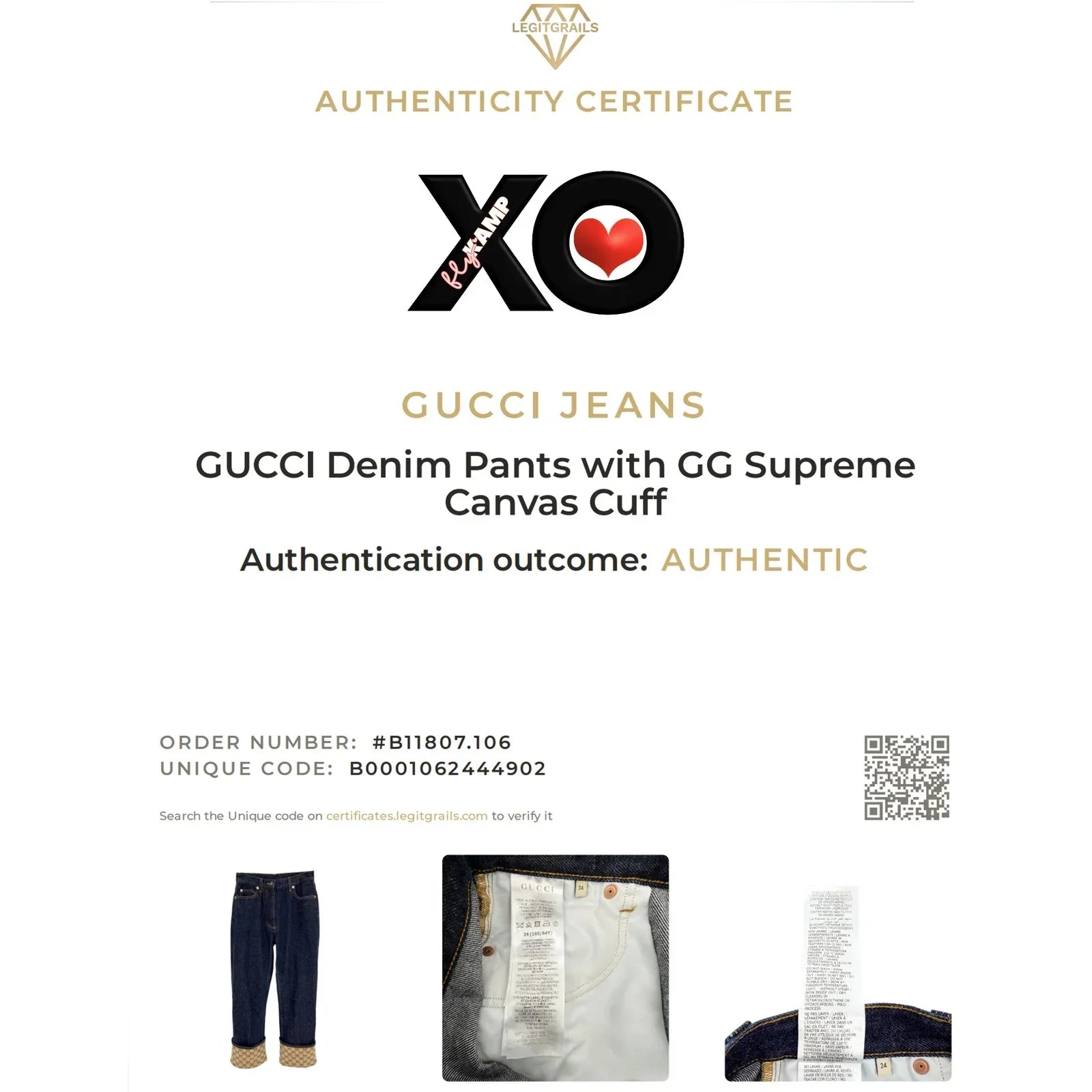 GUCCI Denim Pants with GG Supreme Canvas Cuff 24 - flyKAMP