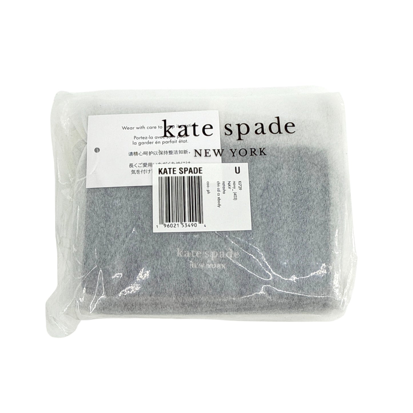 KATE SPADE Natasha Metallic Pebbled Leather Chain Compact Wristlet in Navy