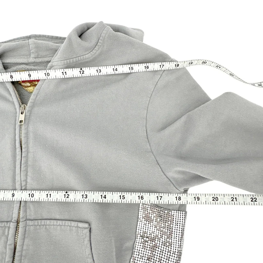 PRIMP Sequin Zip Hoodie in Grey & Silver S - flyKAMP