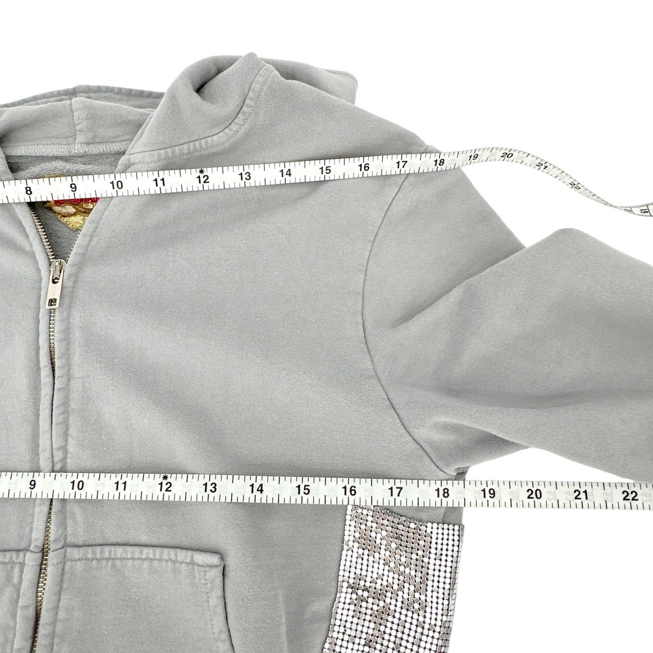 PRIMP Sequin Zip Hoodie in Grey & Silver S