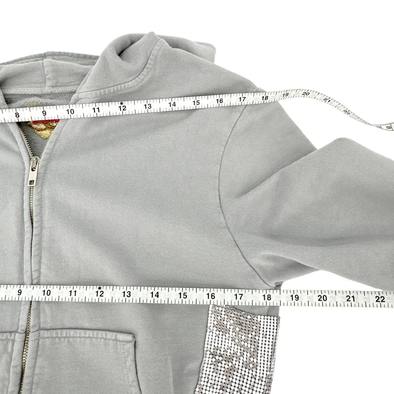 PRIMP Sequin Zip Hoodie in Grey & Silver S - flyKAMP