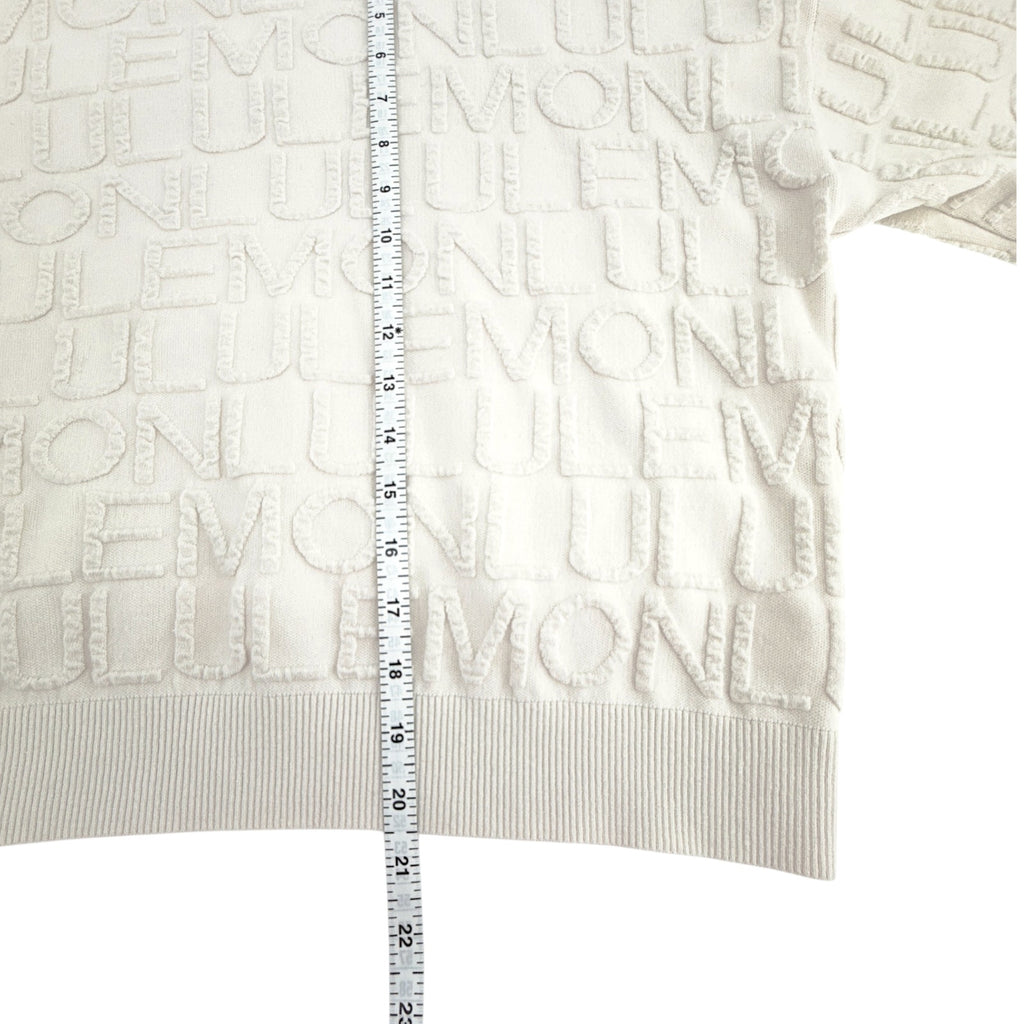 LULULEMON Cotton Blend Jacquard Crewneck Sweater in Light Ivory S Lululemon