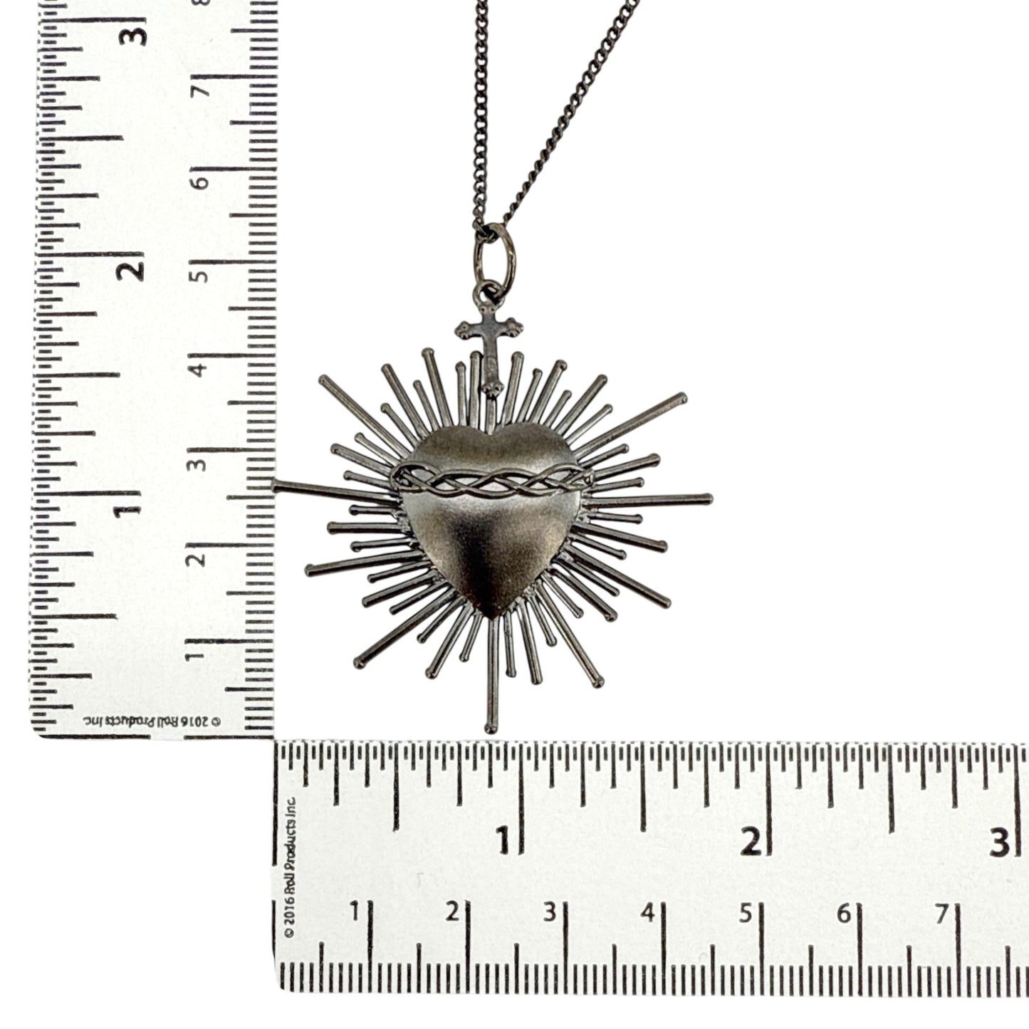 VIRGINS SAINTS & ANGELS VSA Sacred Flame Charm Necklace in Gunmetal 20"