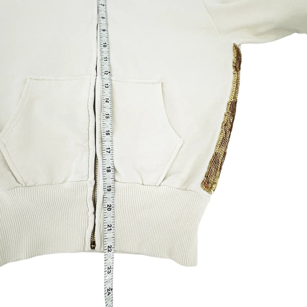 PRIMP Sequin Zip Sweatshirt in Cream & Gold S - flyKAMP