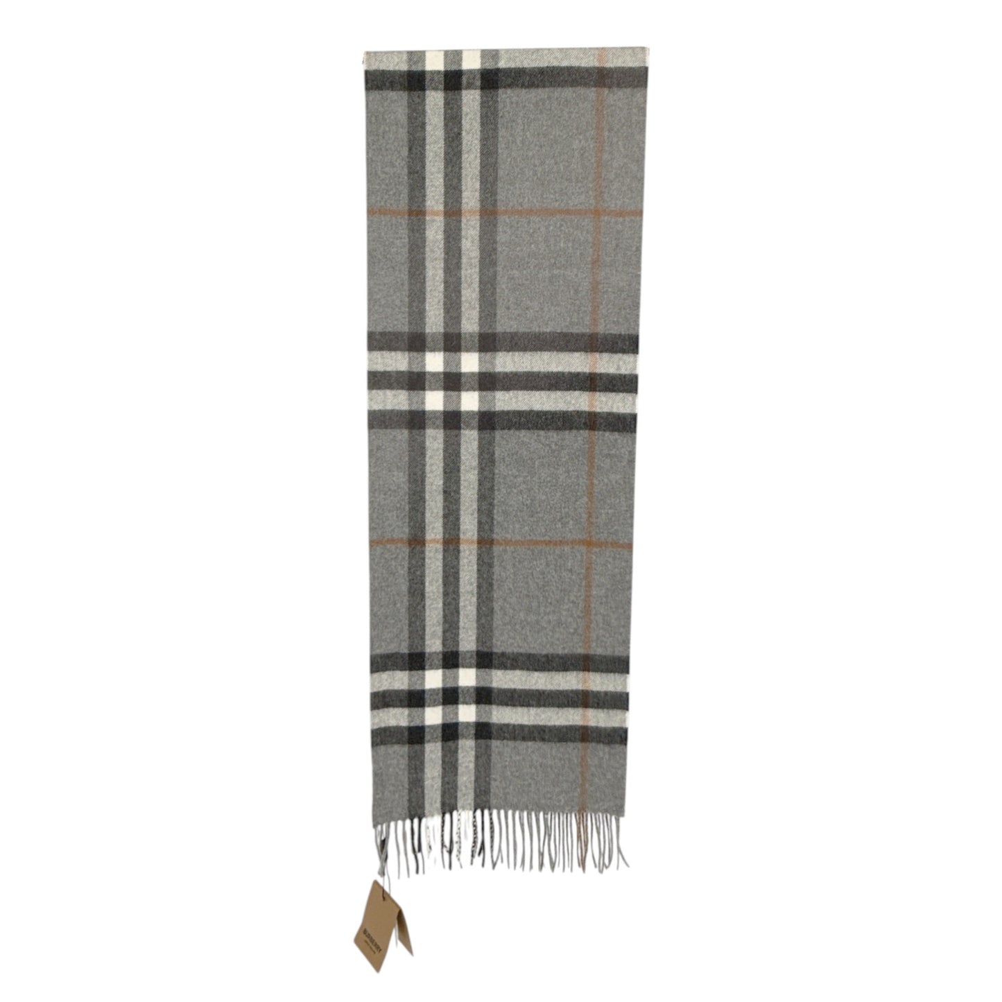 BURBERRY Giant Check Cashmere Scarf in Grey