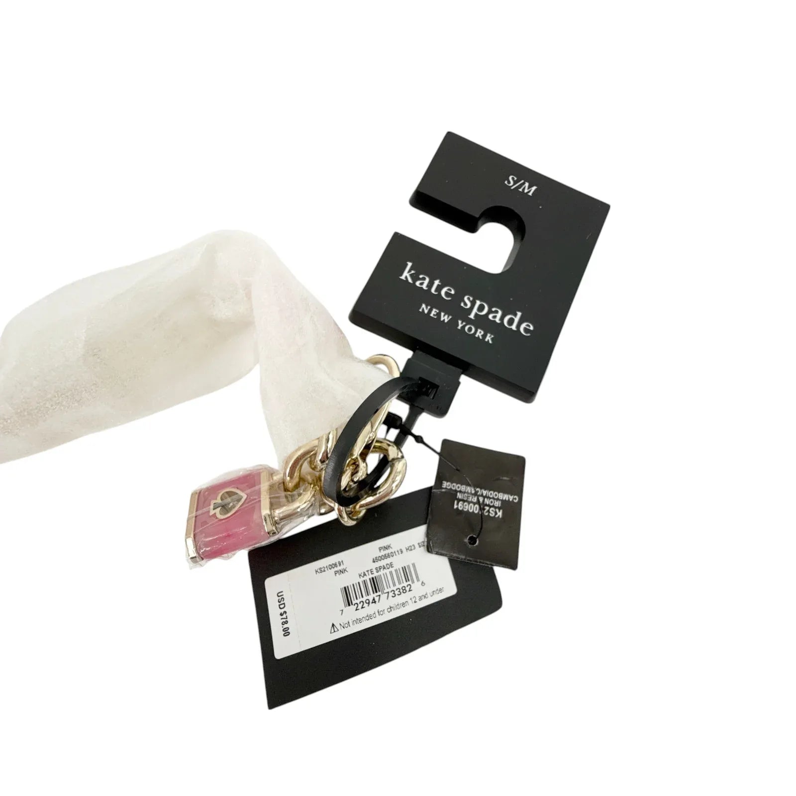 KATE SPADE New York Lock & Spade Chain Link Belt in Pink S/M - flyKAMP