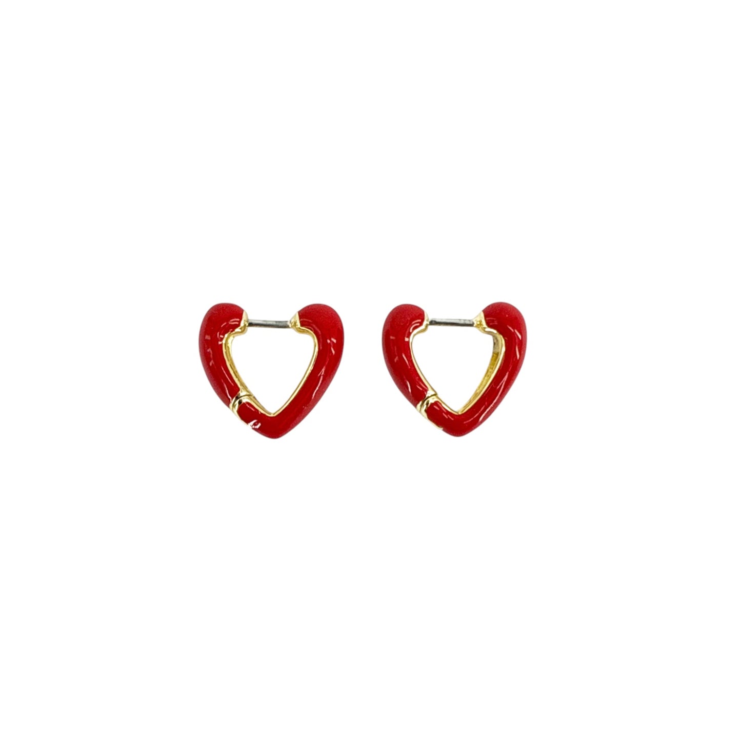 GORJANA Amour Heart Huggies || Gold & Red Enamel