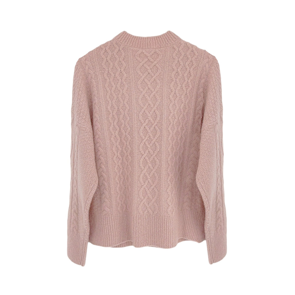 FAVORITE DAUGHTER The Oversized Cable Sweater in Whimsical Rose S Favorite Daughter