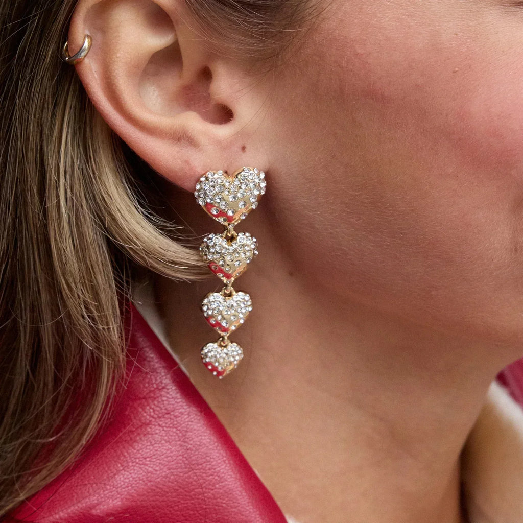 BAUBLEBAR Isabelle Pavé Heart Linear Drop Earrings - flyKAMP