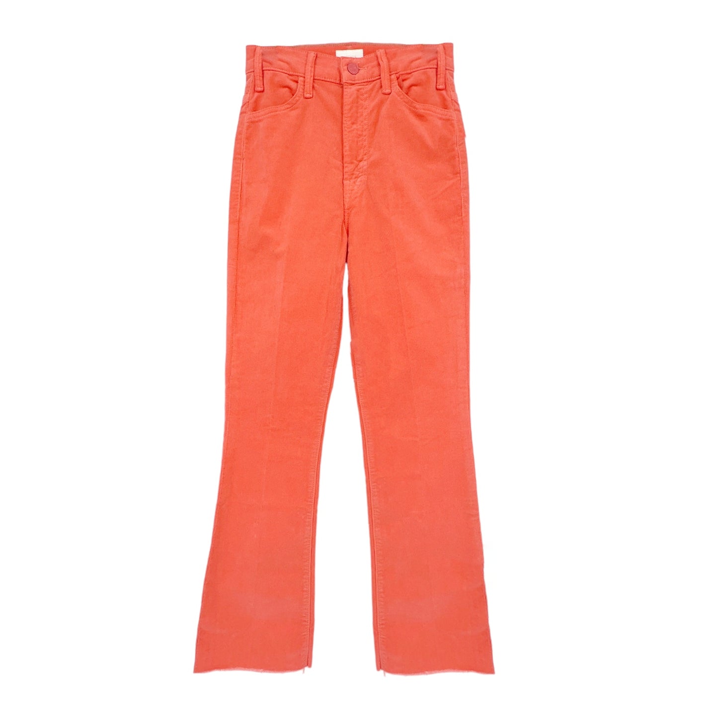 MOTHER The Hustler Ankle Fray Hopscotch Corduroy in Coral 24