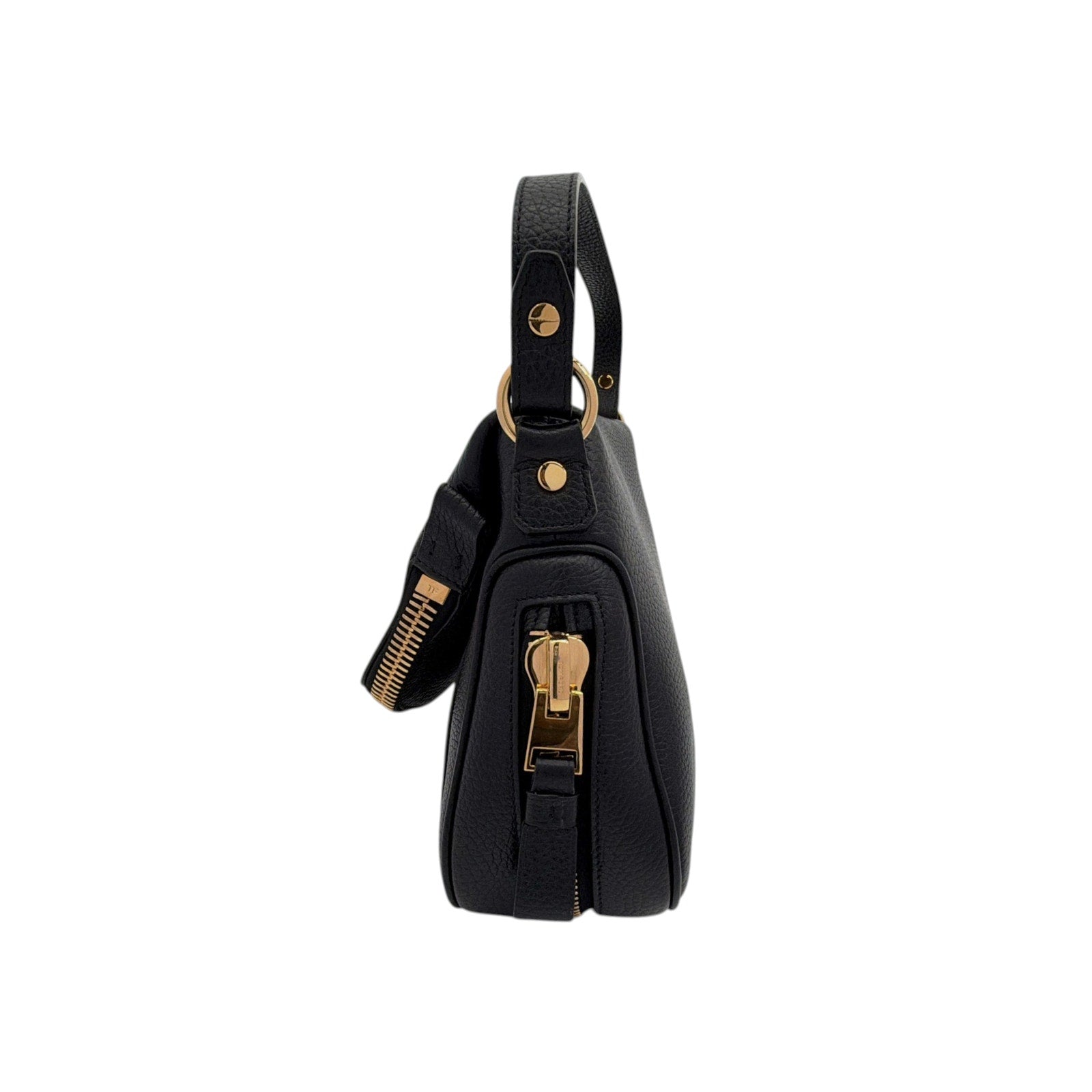 TOM FORD Jennifer Medium Double Strap Bag in Black Grained Leather Tom Ford