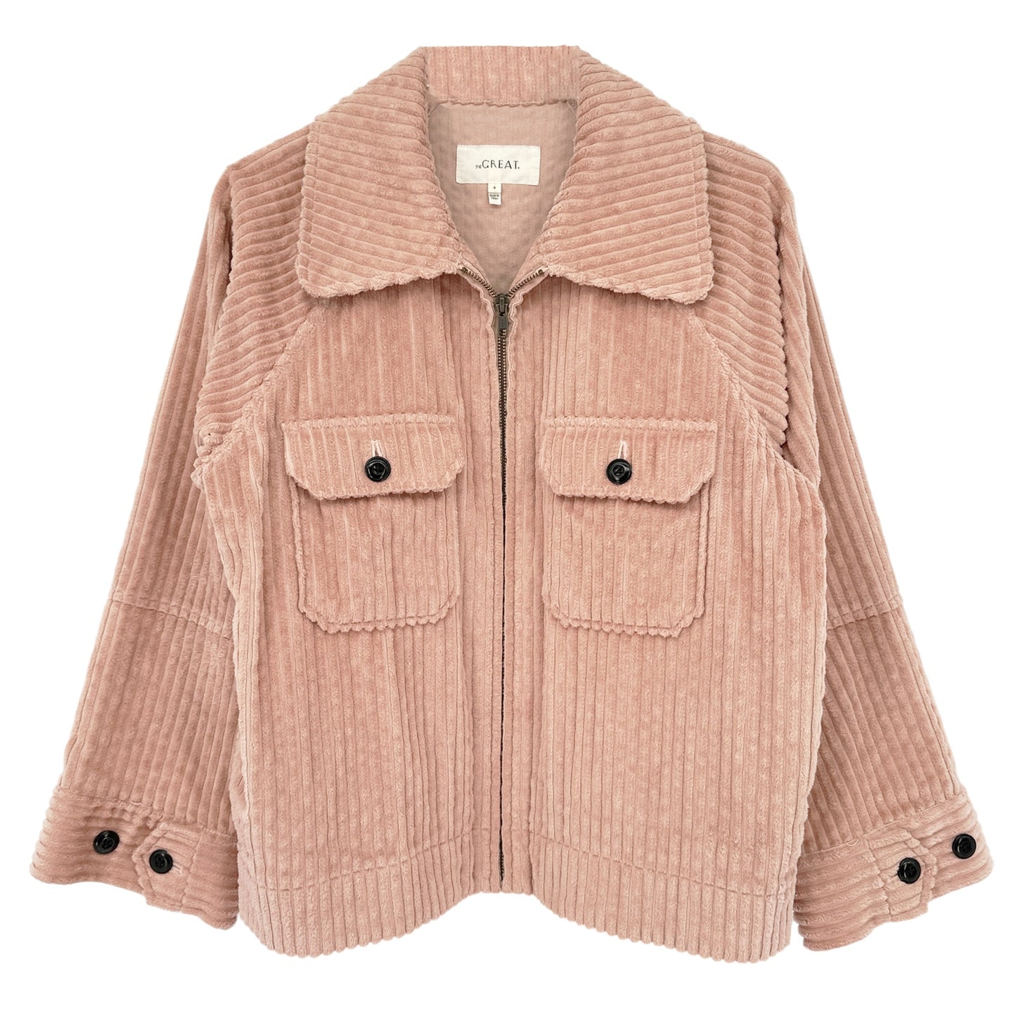 The GREAT. The Boxy Zip Jacket in Blush 0|XS