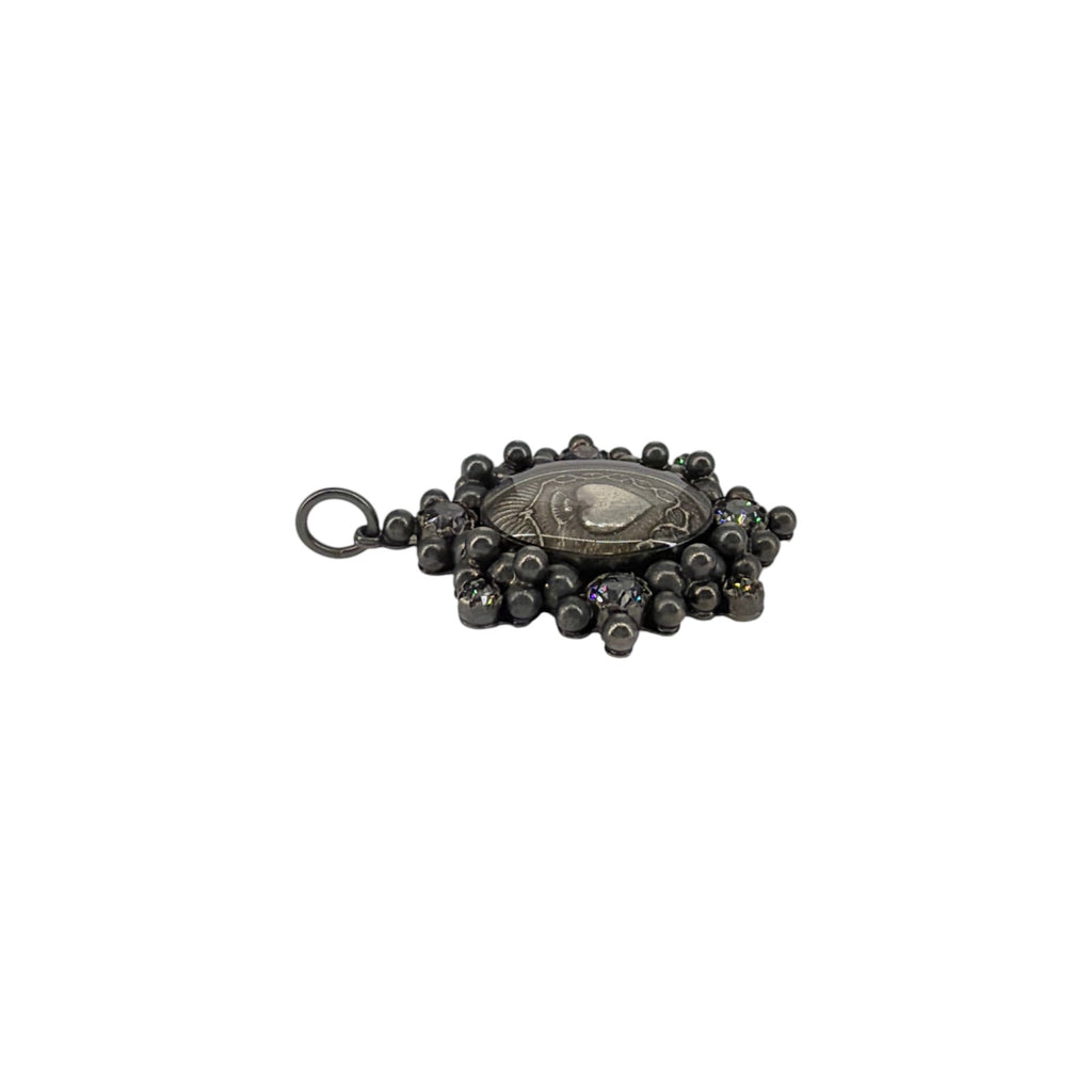 VIRGINS SAINTS & ANGELS VSA Oval Cloister Sacred Heart Charm in Gunmetal Virgins Saints & Angels