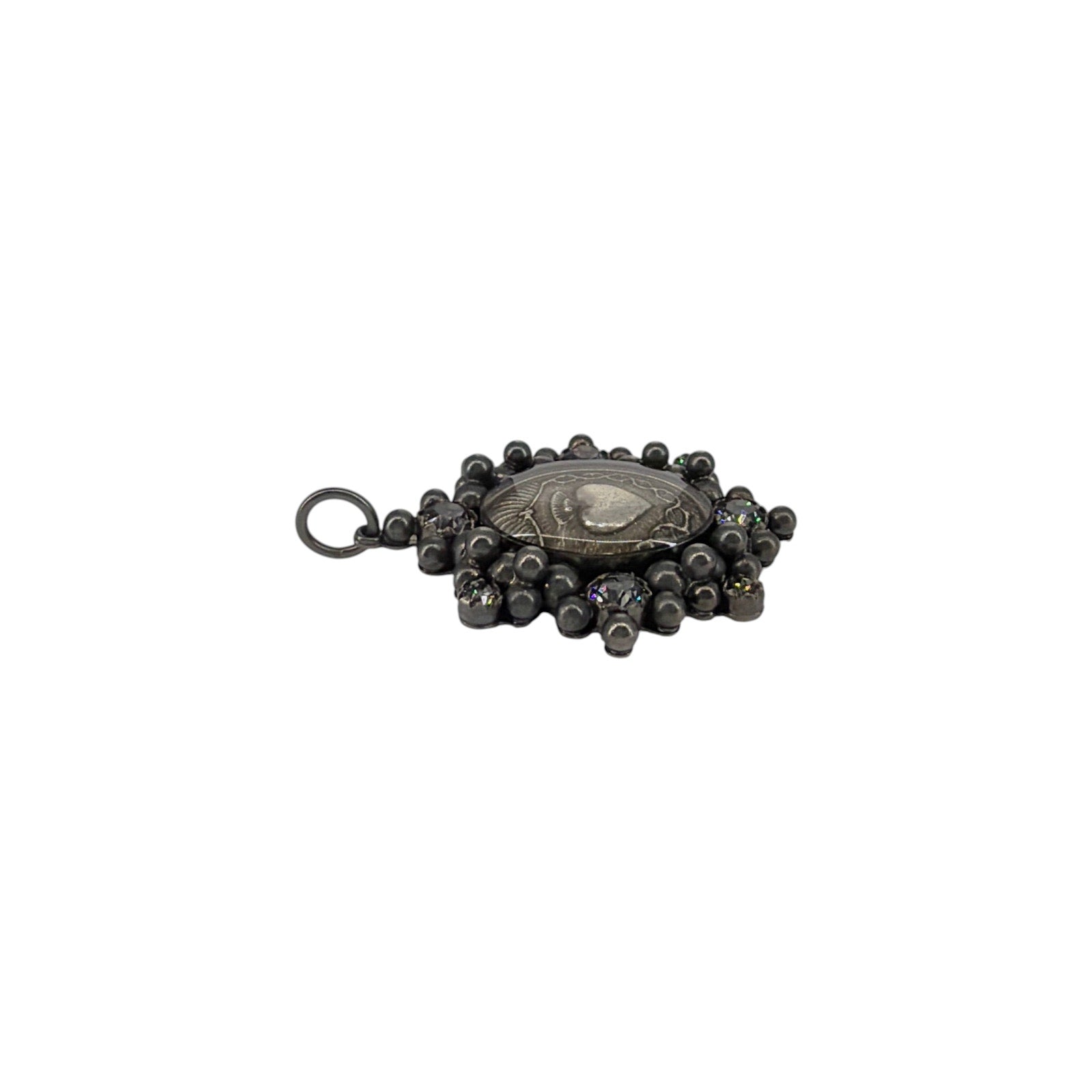VIRGINS SAINTS & ANGELS VSA Oval Cloister Sacred Heart Charm in Gunmetal Virgins Saints & Angels
