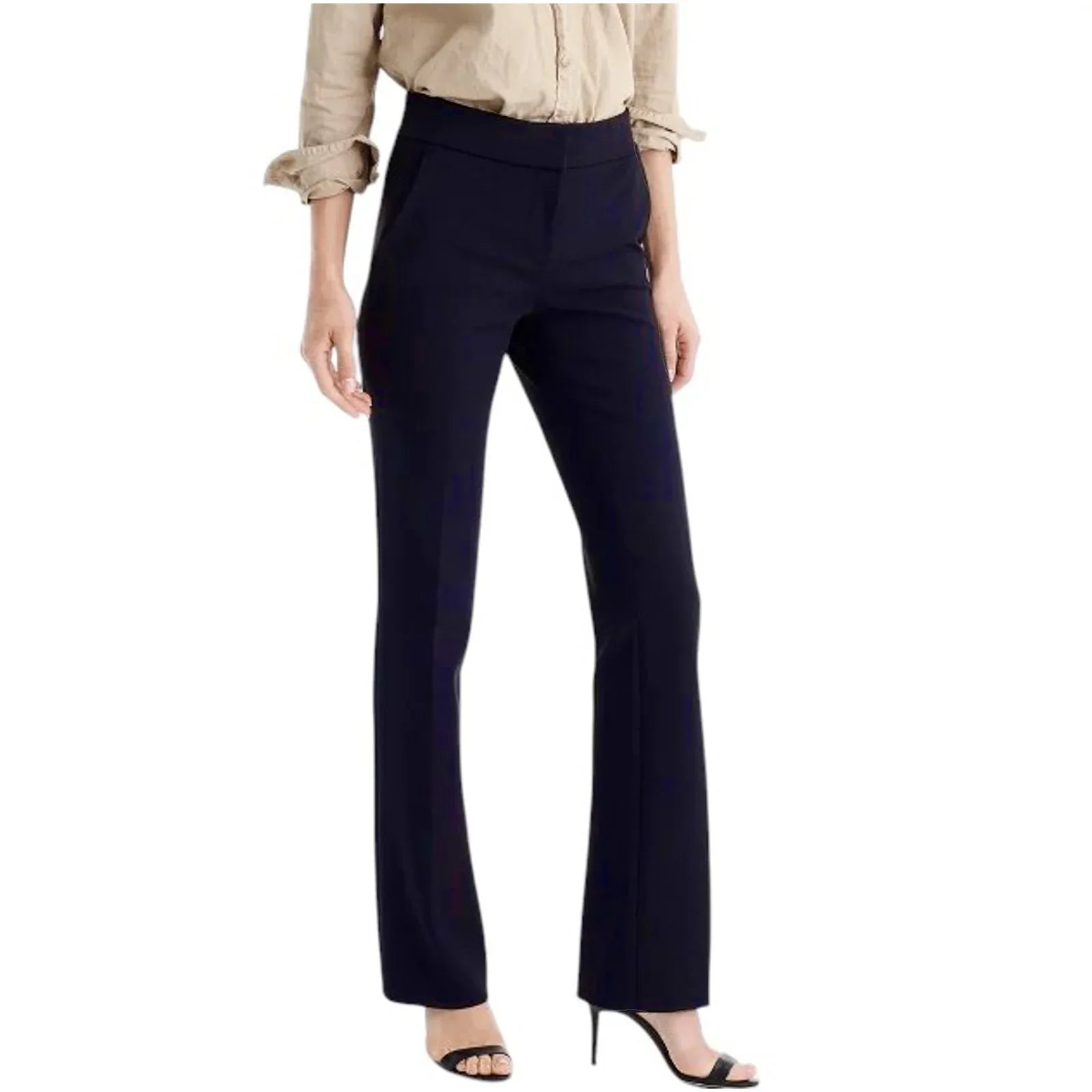 J.CREW 365 Edie Full Length Trouser in Four Season Stretch Wool Navy 00 - flyKAMP