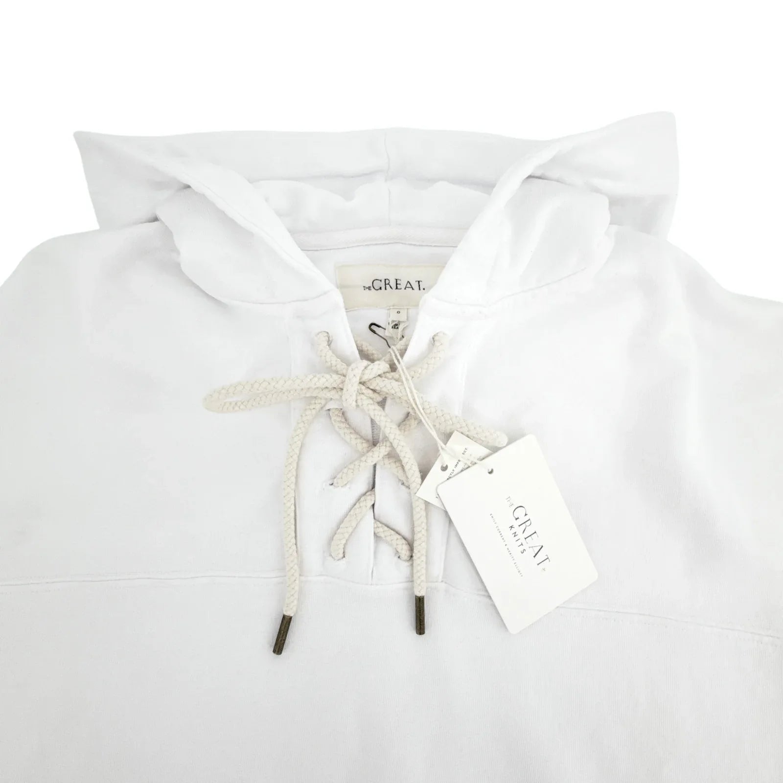 THE GREAT. The Lace Up Hoodie. In True White 0|XS - flyKAMP