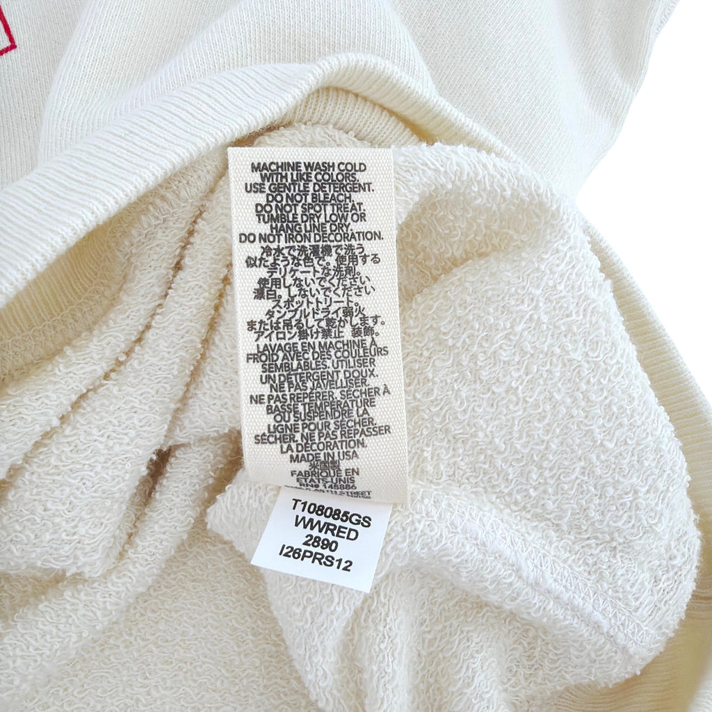 THE GREAT. The College Sweatshirt in Washed White with Red Heart Graphic 2|M The Great.