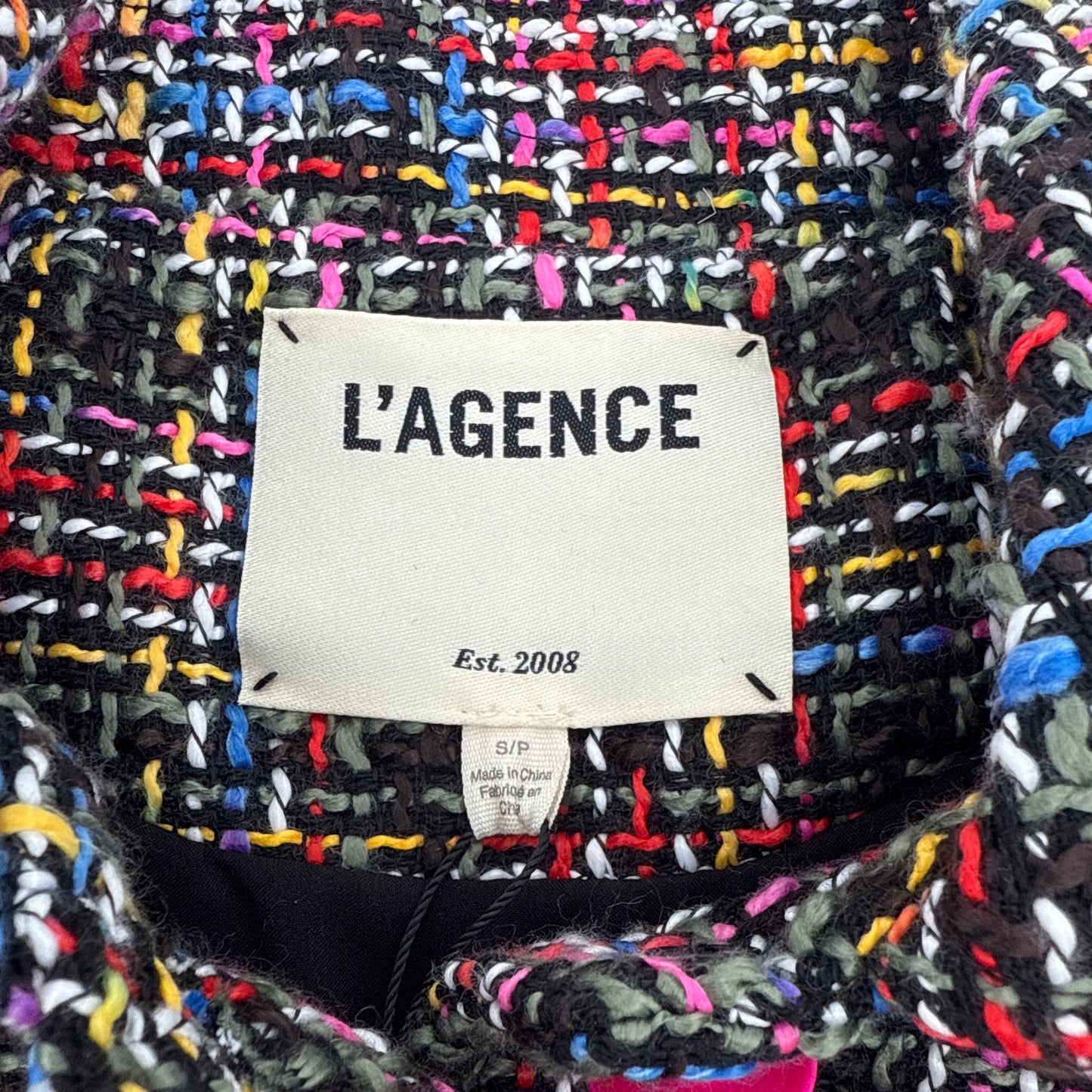 L'AGENCE Kasey Tweed Jacket in Black Multi S