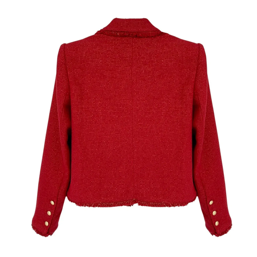 L'AGENCE Sylvia Collared Jacket in Garnet Red & Copper 4 - flyKAMP