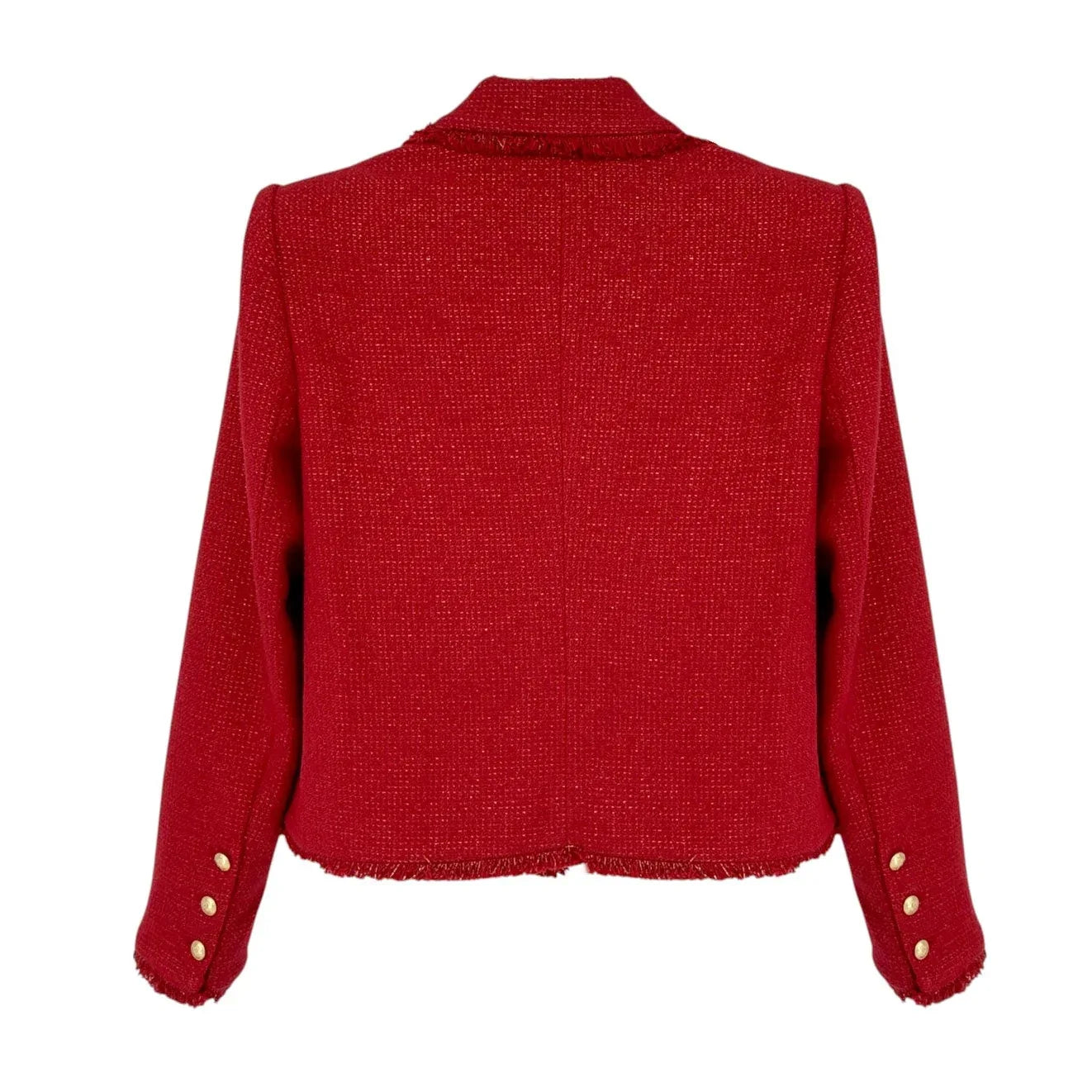 L'AGENCE Sylvia Collared Jacket in Garnet Red & Copper 4 - flyKAMP