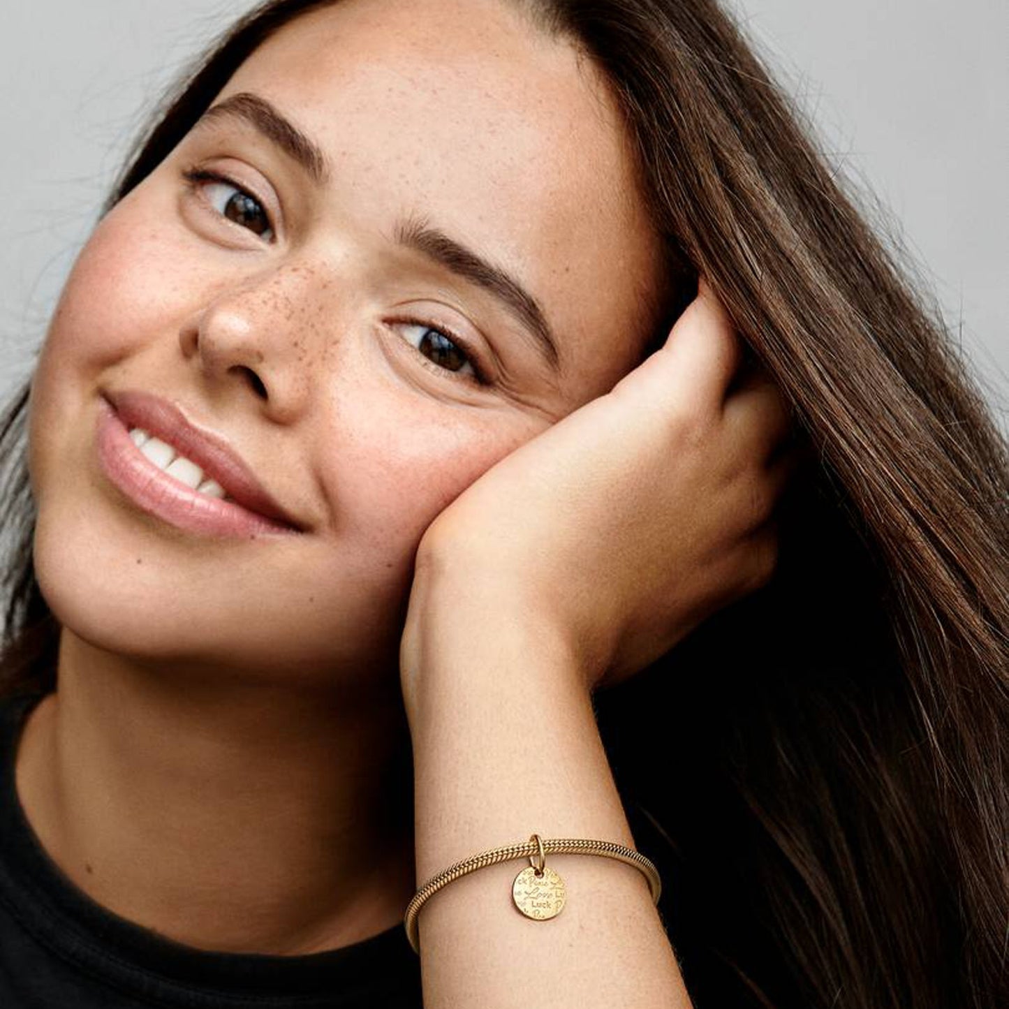 PANDORA Peace, Love & Luck Dangle Charm in 14K Gold