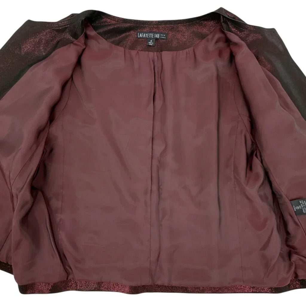 LAFAYETTE 148 New York 3/4 Sleeve Ritchie Leather Jacket in Beet 8|M - flyKAMP