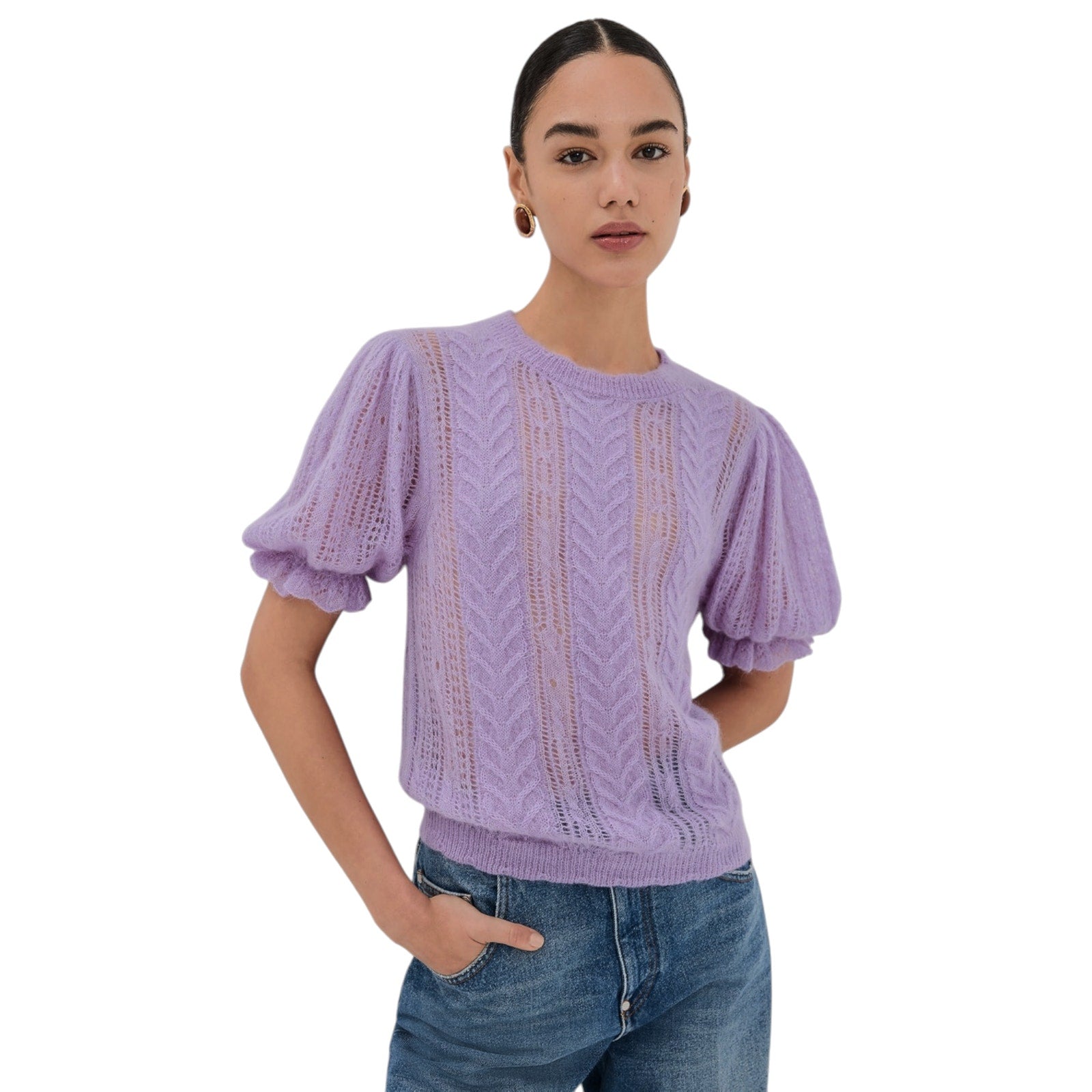 ULLA JOHNSON Mavis Alpaca Top in Lavender S Ulla Johnson