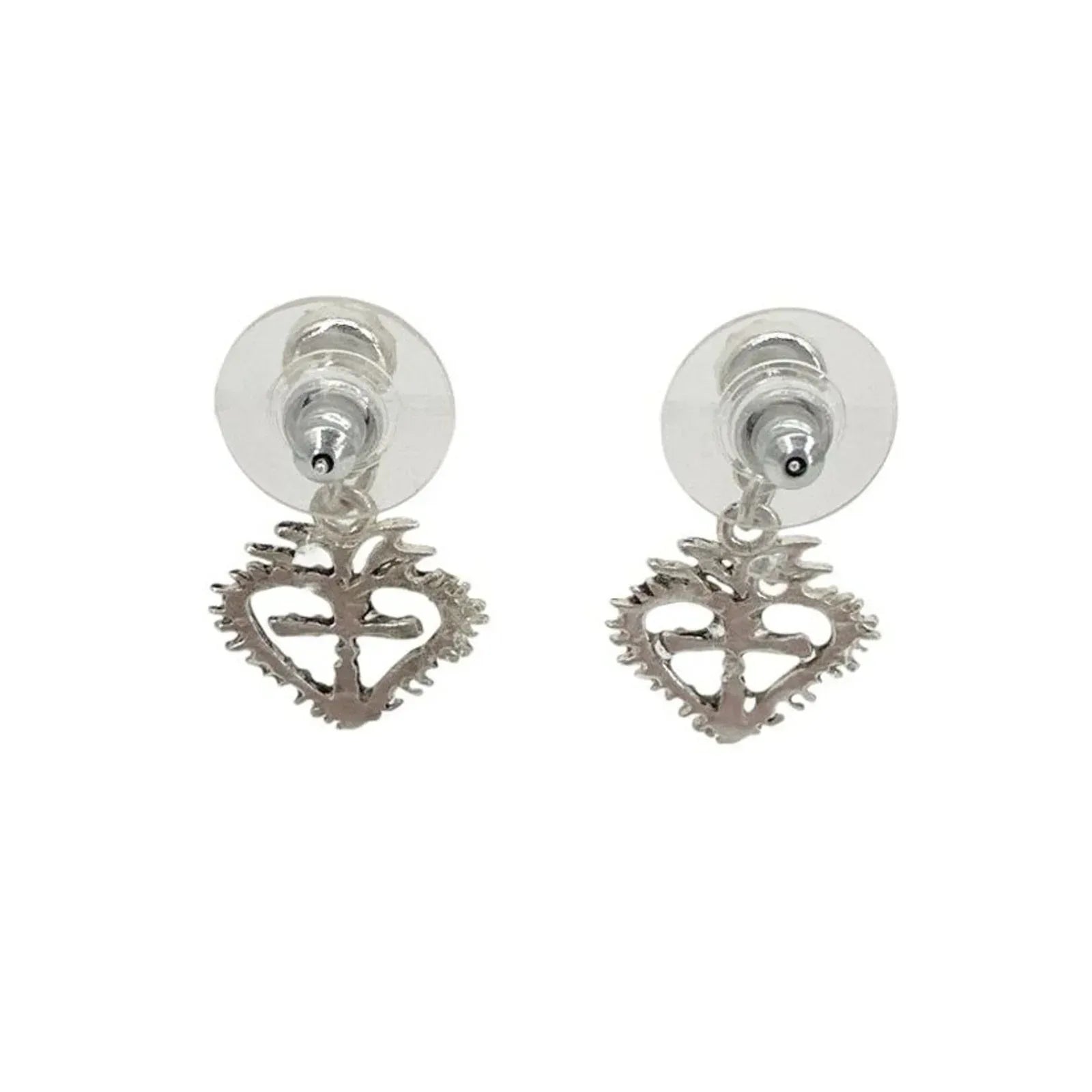 VIRGINS SAINTS & ANGELS VSA Queen of Hearts Crystal Drop Post Earrings in Silver - flyKAMP