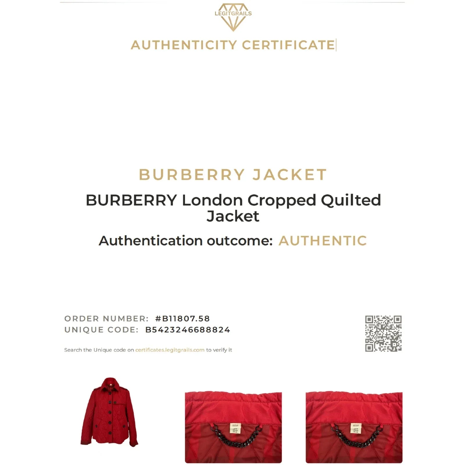 BURBERRY London Cropped Diamond Quilted Jacket in Red US10 | M - flyKAMP