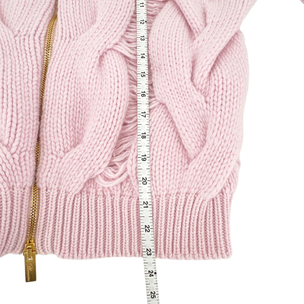 BLUMARINE Knitted Heavy Cardigan Jacket in Chalk Pink IT38|XS - flyKAMP