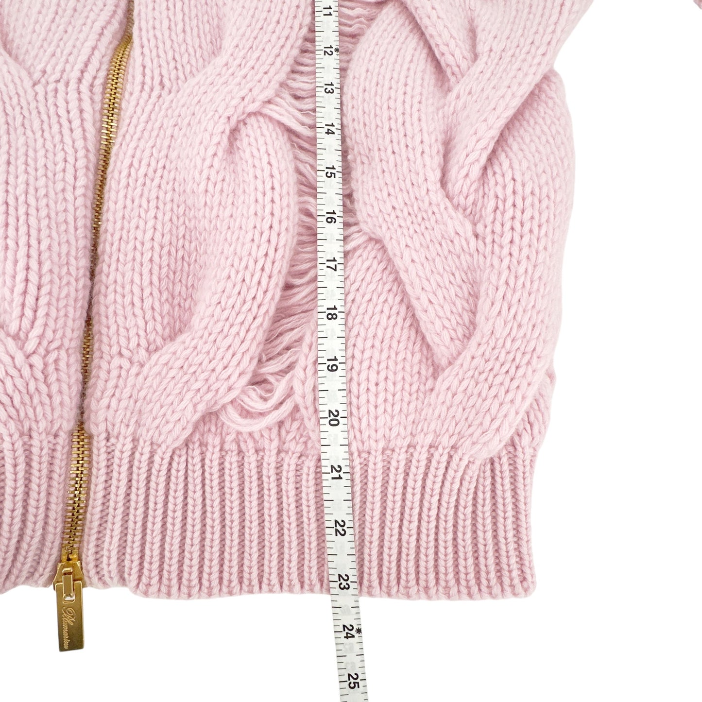 BLUMARINE Knitted Heavy Cardigan Jacket in Chalk Pink IT38|XS