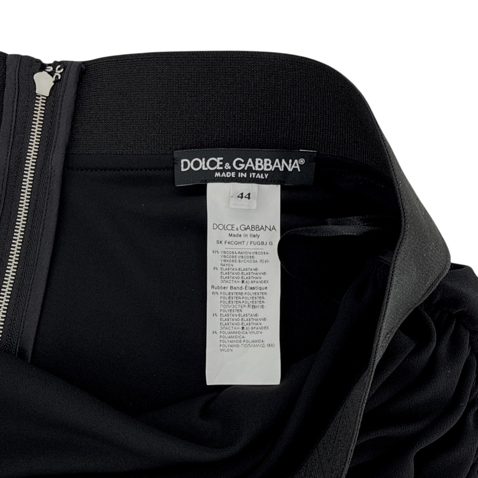 DOLCE & GABBANA Logo Waist Asymmetrical Jersey Skirt in Black IT44|M Dolce & Gabbana