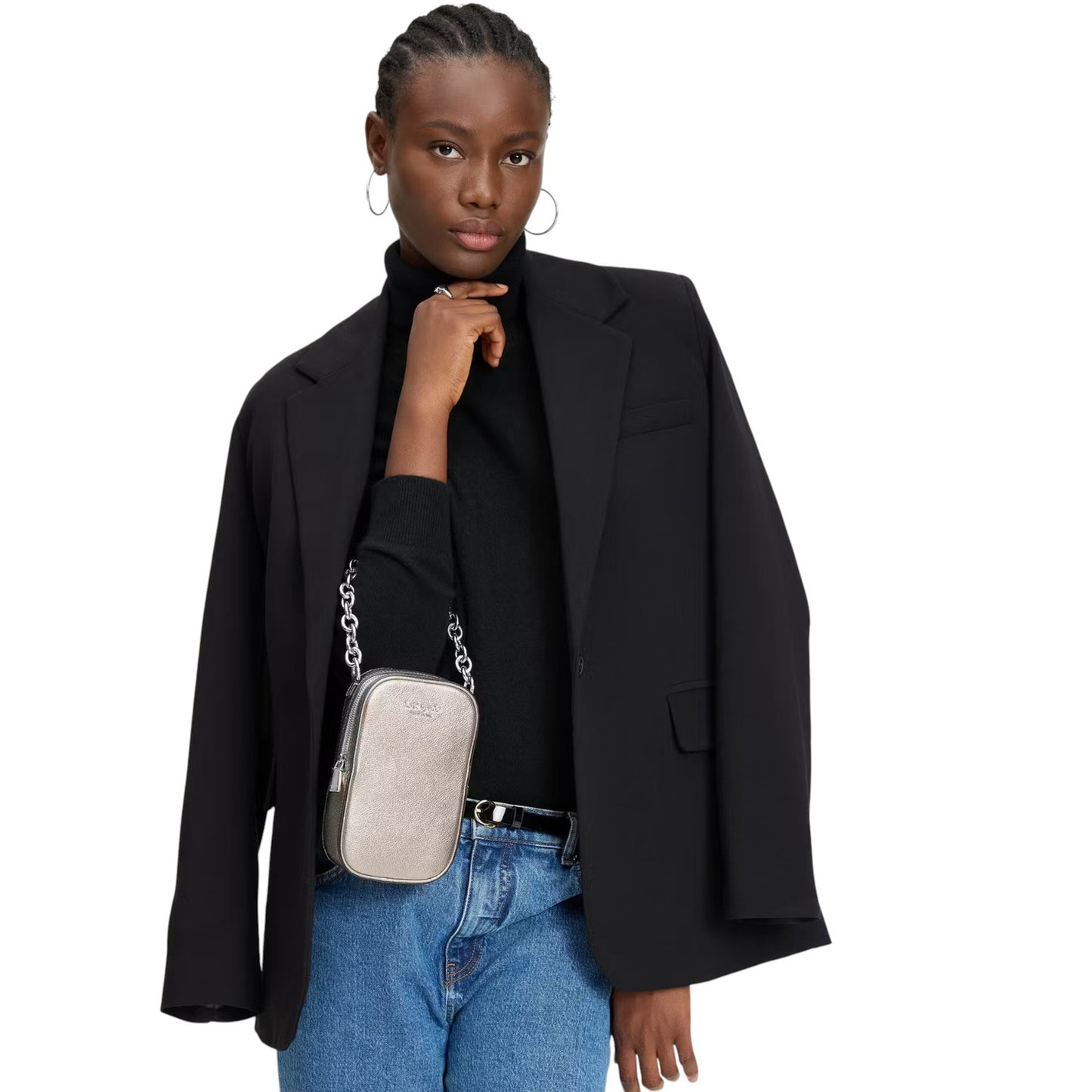 KATE SPADE New York Jolie Metallic Chain Phone Crossbody+Additional Chain Strap