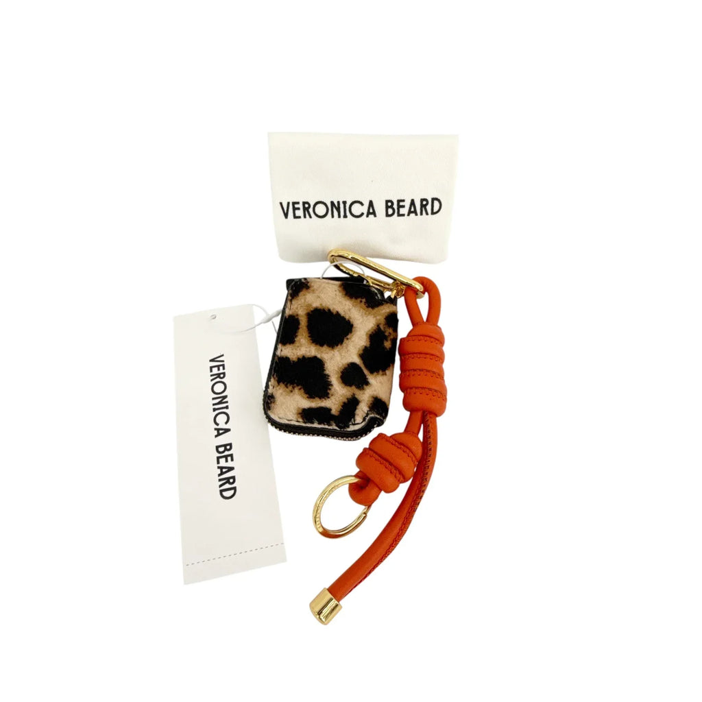 VERONICA BEARD Leopard Zip Pouch Bag Charm Dark Acorn - flyKAMP