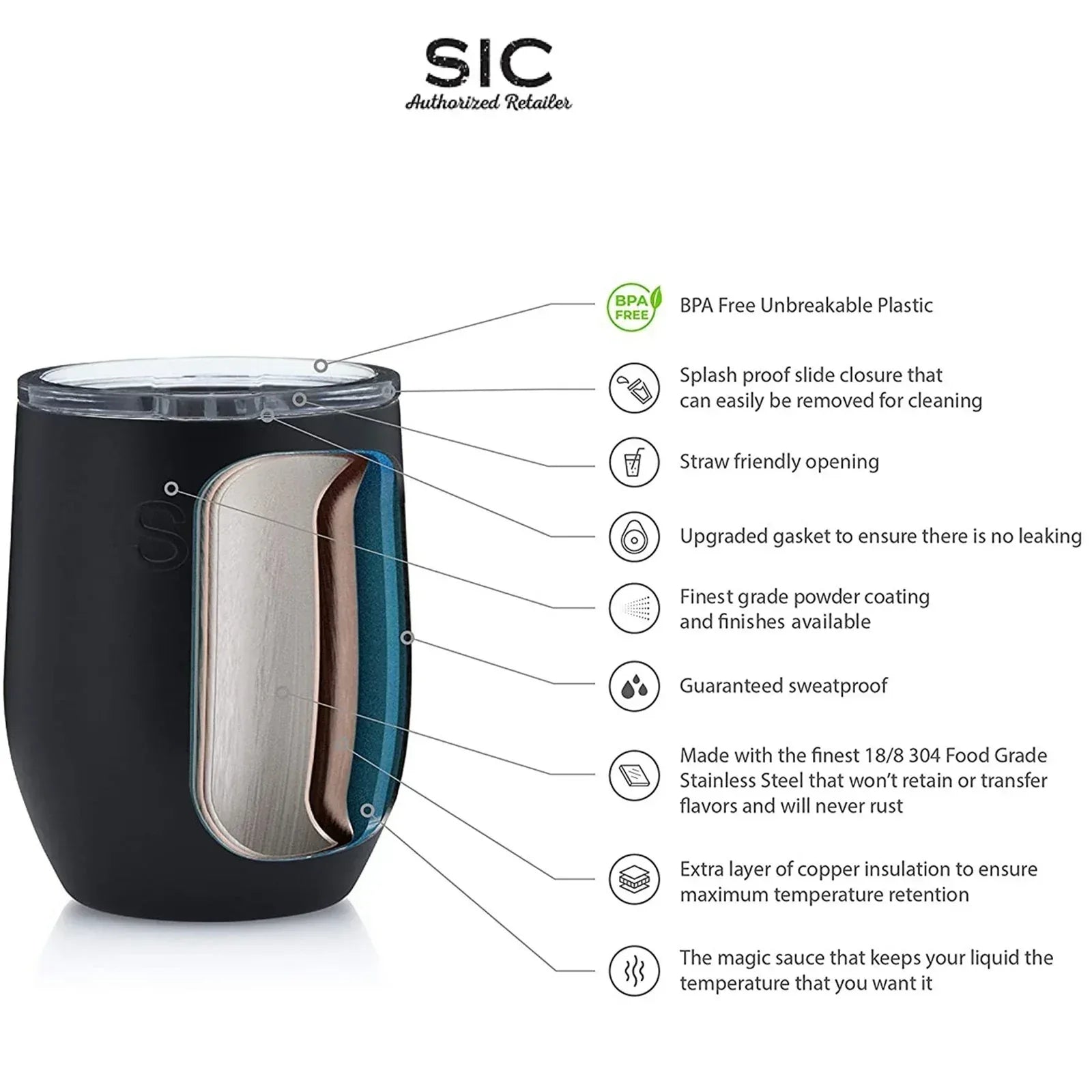 SIC Seriously Ice Cold Stemless 16 oz. Wine Tumbler in Gloss Ice White - flyKAMP