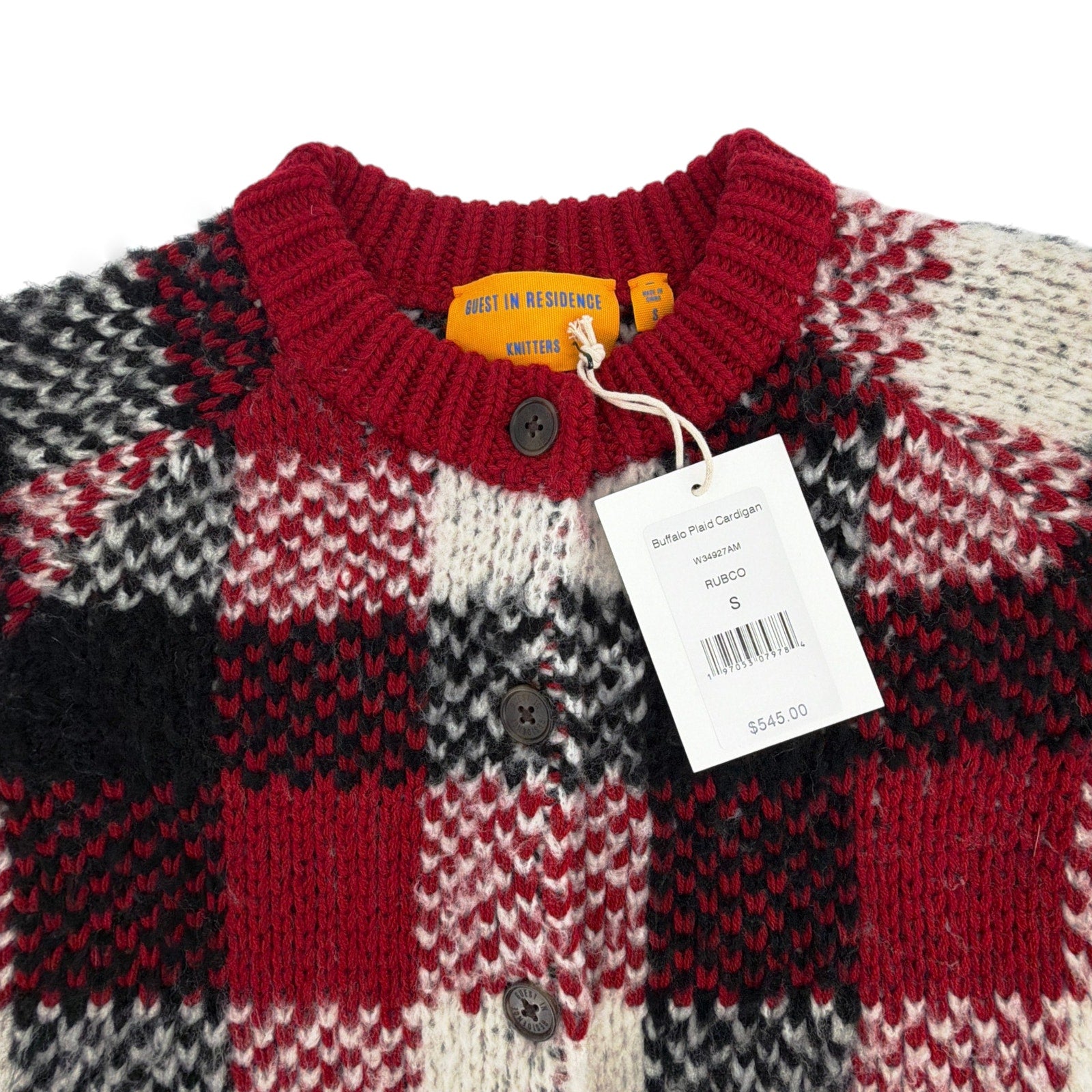 GUEST in RESIDENCE Buffalo Plaid Cardigan in Ruby Combo S Guest in Residence