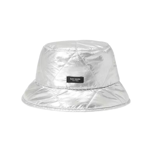 KATE SPADE New York Sam Quilted Metallic Bucket Hat in Silver