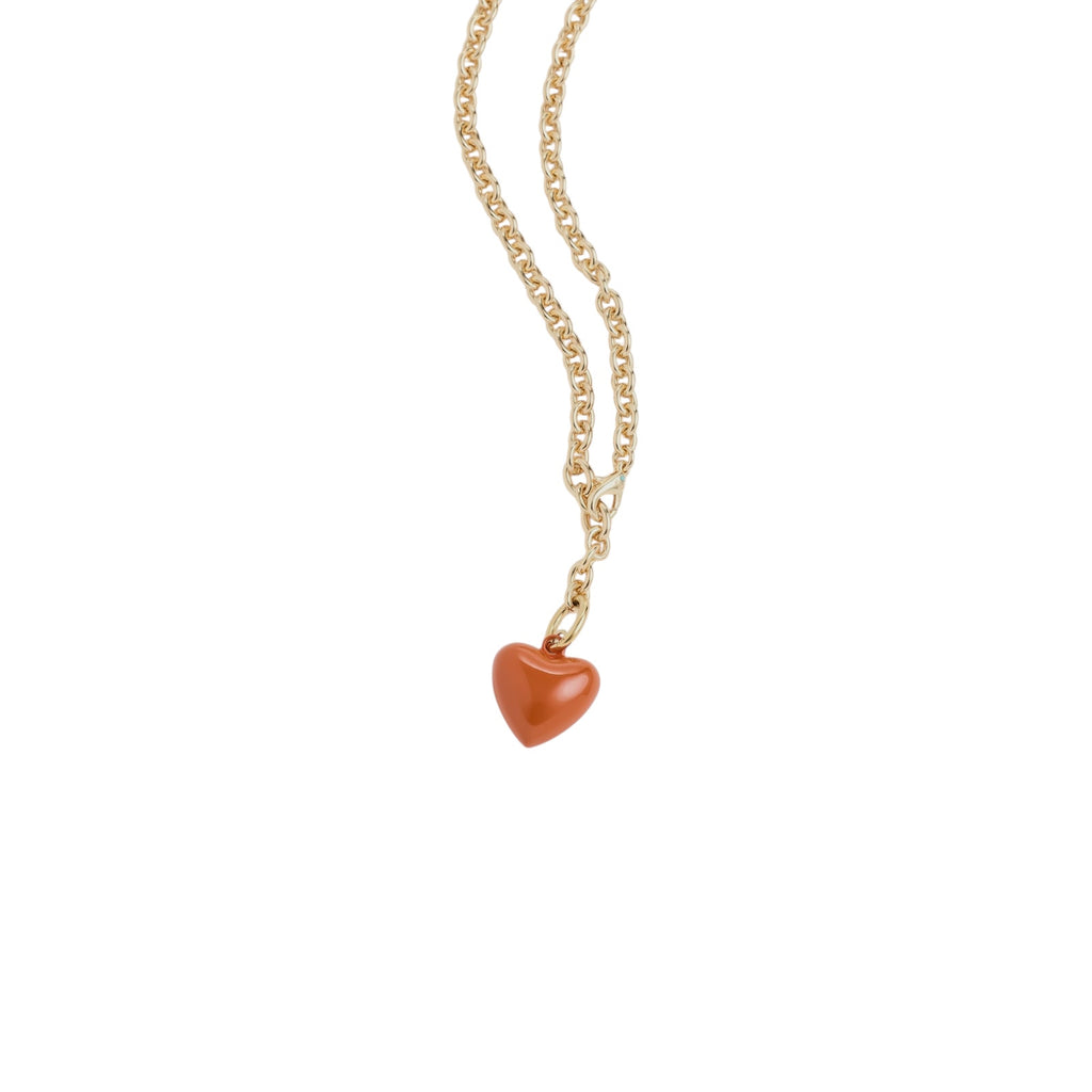 ROXANNE ASSOULIN The Mini Puffy Heart Necklace in Gold & Sienna Roxanne Assoulin
