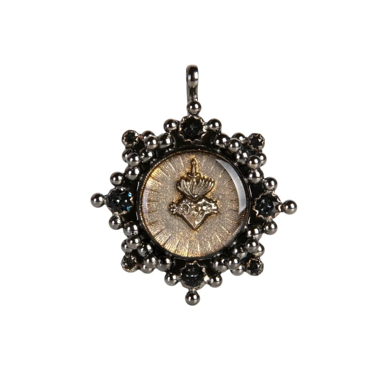 VIRGINS SAINTS & ANGELS VSA Cloister Sacred Heart Medallion Gunmetal - flyKAMP
