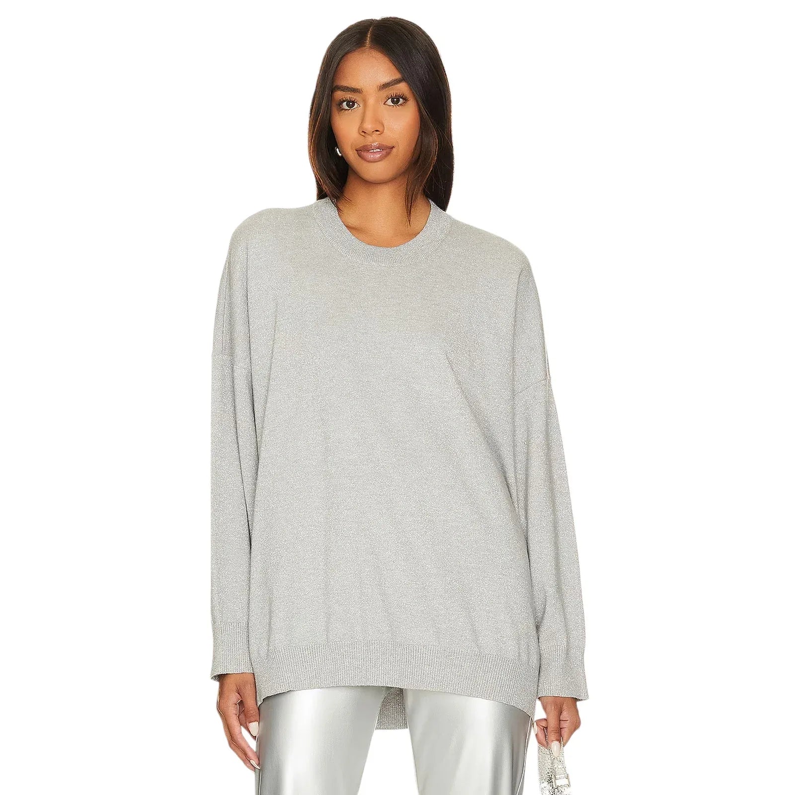 SHOW ME YOUR MUMU Classic Crewneck Sweater Silver Metallic XS - flyKAMP