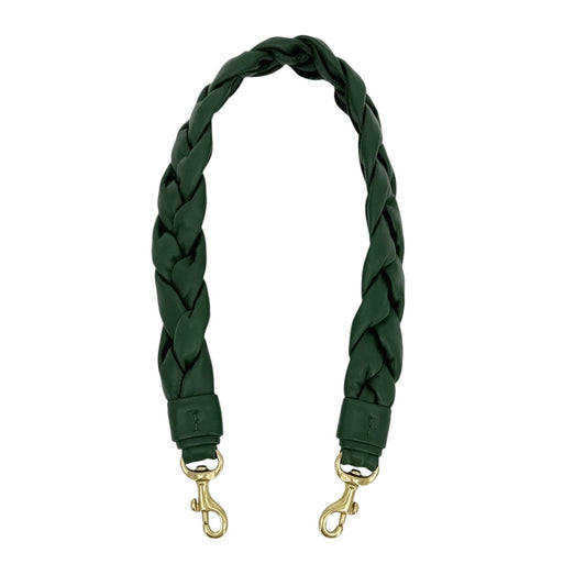 CLARE V. Braided Nappa Shoulder Strap in Evergreen Nappa