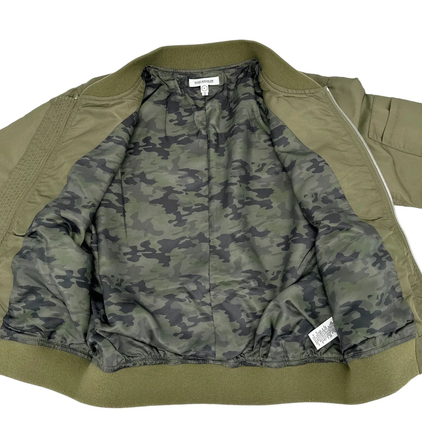 GOOD AMERICAN Bomber Jacket in Green Satin XS - flyKAMP