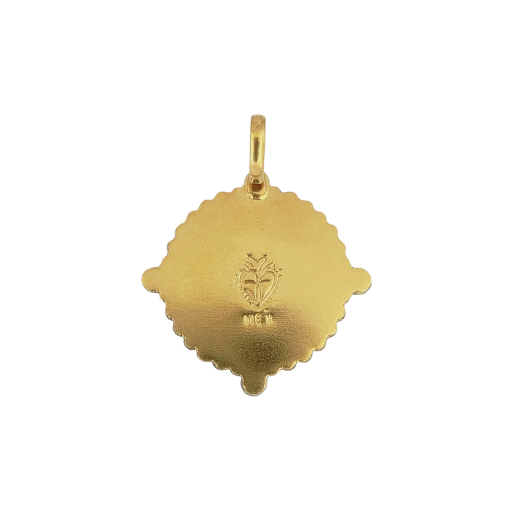 VIRGINS SAINTS & ANGELS VSA Bespoke San Benito Medallion Garnett & Gold Virgins Saints & Angels