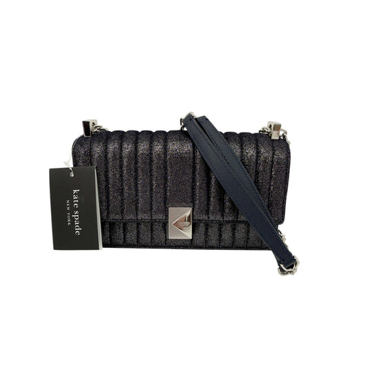 KATE SPADE Deco Quilted Glitter Suede Mini Flap Chain Crossbody