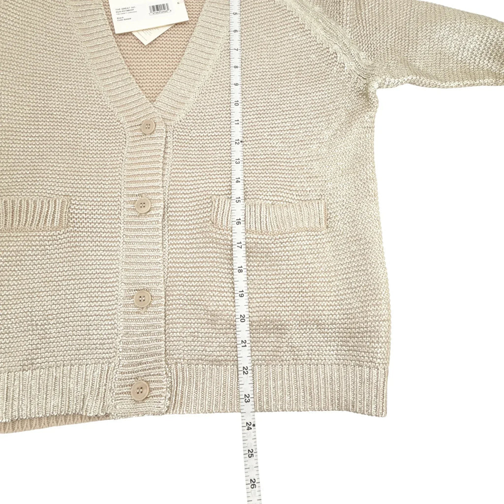 THE GREAT. The Varsity Cardigan Gold Shimmer 0|XS - flyKAMP
