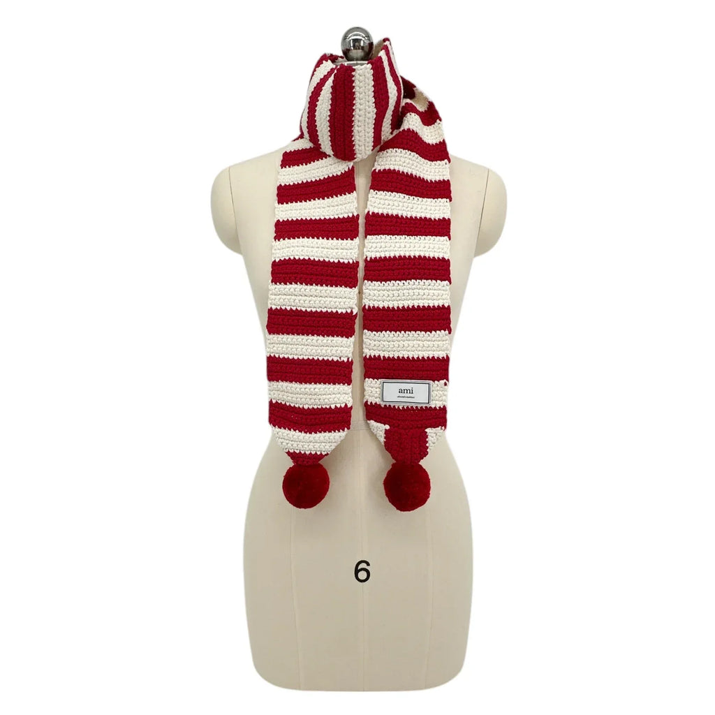 AMI Alexandre Mattiussi Crochet Pompom Scarf - flyKAMP