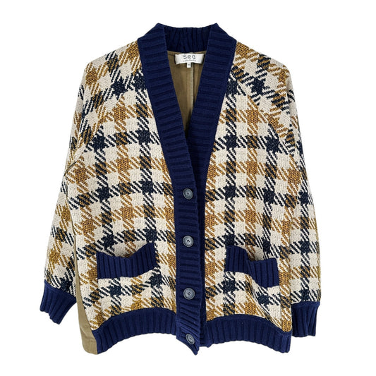 SEA NEW YORK Houndstooth Boyfriend Cardigan XS