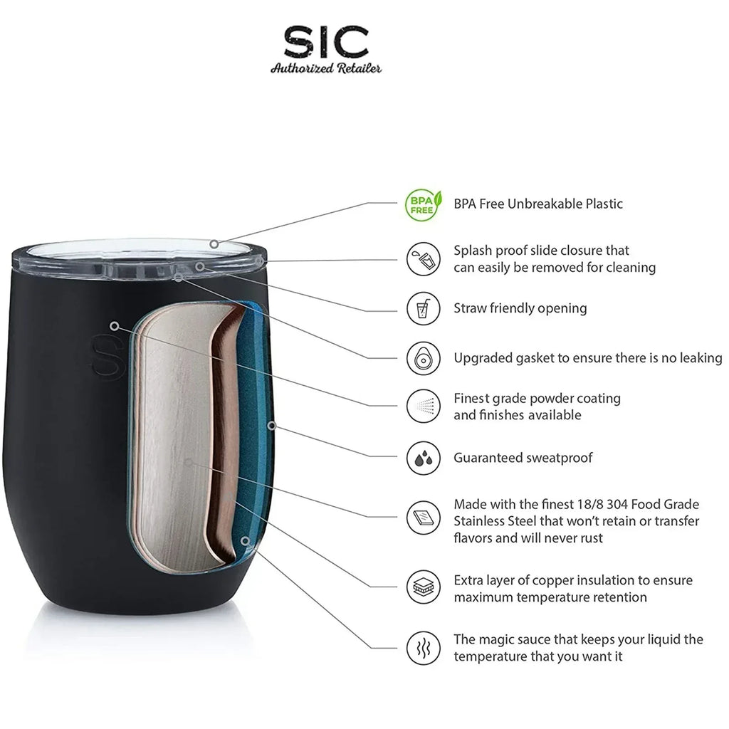 SIC Seriously Ice Cold Stemless 16 oz. Wine Tumbler in Rose Glitter - flyKAMP